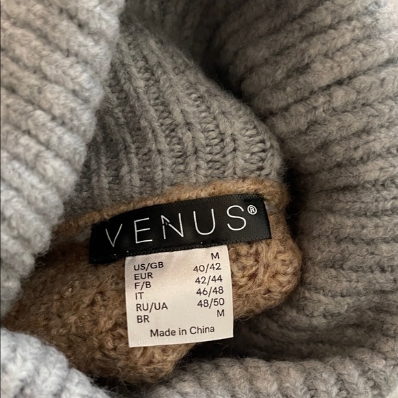 Venus Tan and Gray cropped Turtleneck Sweater - Picture 2 of 4